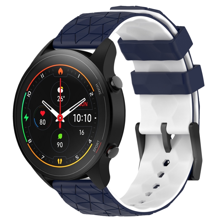 

For Xiaomi MI Watch S1 Pro 22mm Football Pattern Two-Color Silicone Watch Band(Midnight Blue + White)