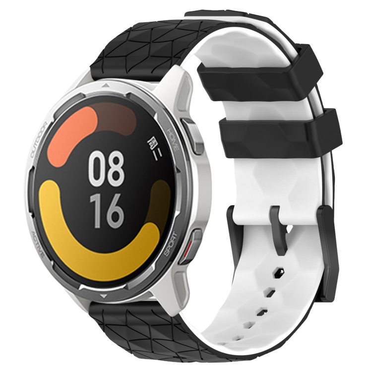 

For Xiaomi MI Watch Color 2 22mm Football Pattern Two-Color Silicone Watch Band(Black+White)