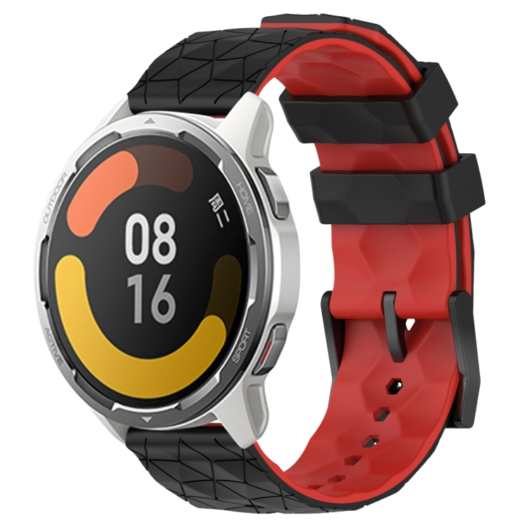 

For Xiaomi MI Watch Color 2 22mm Football Pattern Two-Color Silicone Watch Band(Black+Red)