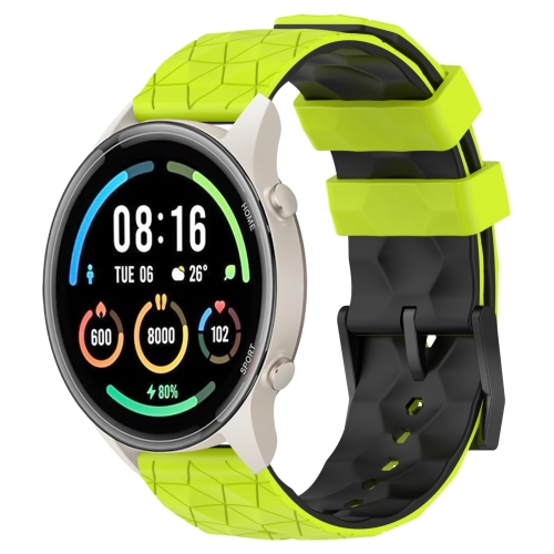 

For Xiaomi MI Watch Sport 22mm Football Pattern Two-Color Silicone Watch Band(Lime Green + Black)