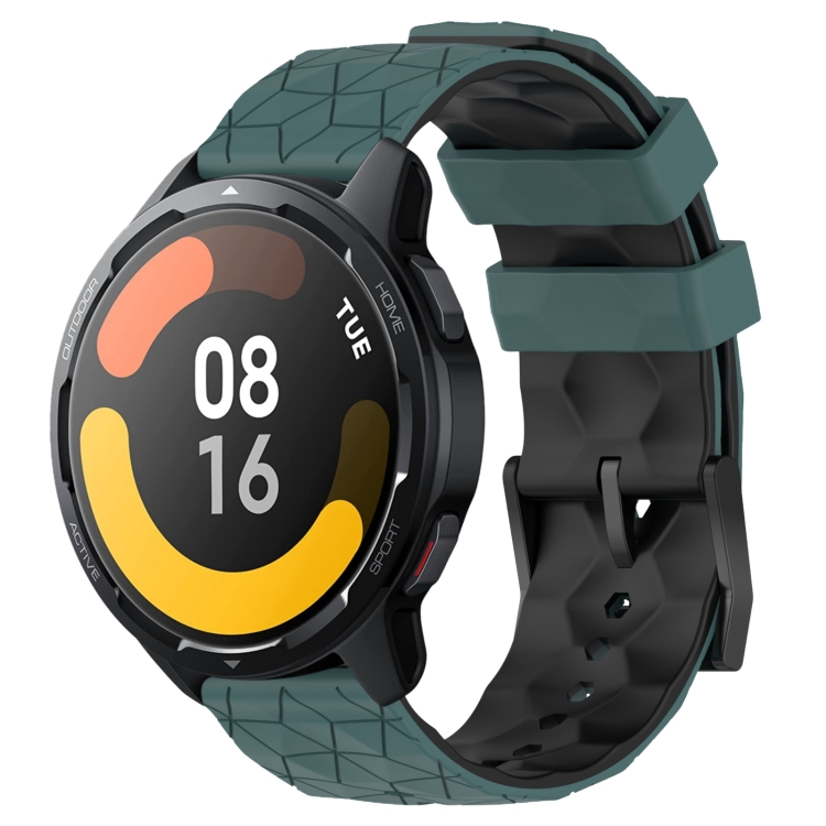 

For Xiaomi MI Watch S1 Active 22mm Football Pattern Two-Color Silicone Watch Band(Olive Green + Black)