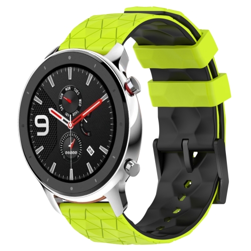 

For Amazfit GTR 4 Pro 22mm Football Texture Two-Color Silicone Watch Band(Lime Green + Black)