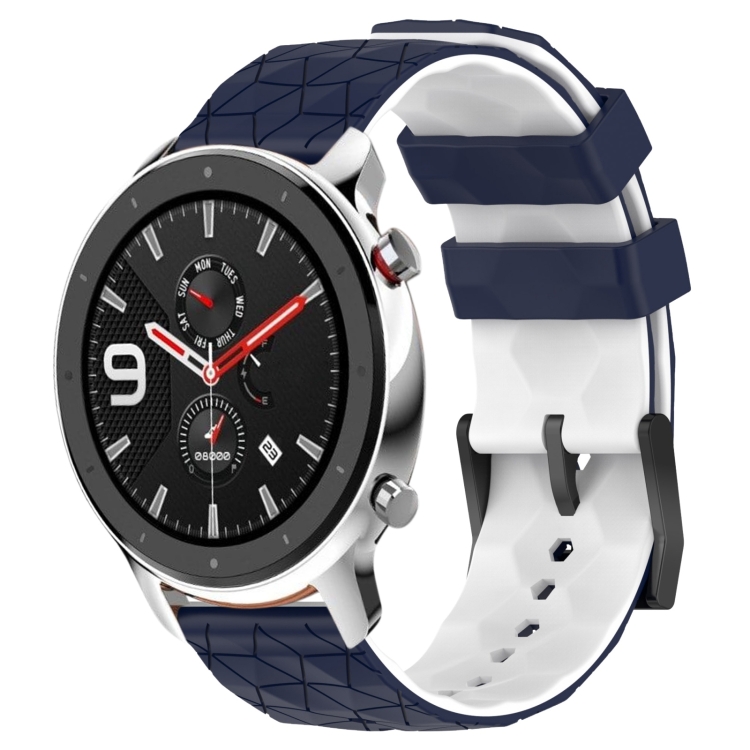 

For Amazfit GTR 4 Pro 22mm Football Texture Two-Color Silicone Watch Band(Midnight Blue + White)