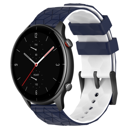 

For Amazfit GTR 2e 22mm Football Texture Two-Color Silicone Watch Band(Midnight Blue + White)