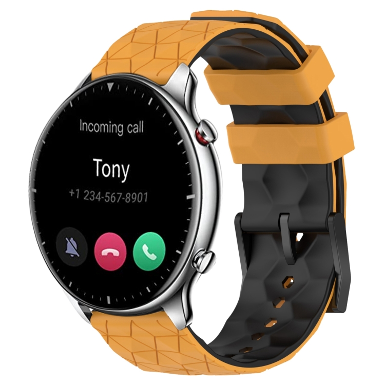 

For Amazfit GTR 2 22mm Football Texture Two-Color Silicone Watch Band(Yellow+Black)