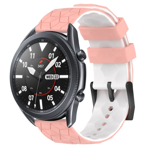 

For Samsung Galaxy Watch3 45mm 22mm Football Pattern Two-Color Silicone Watch Band(Pink+White)