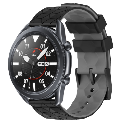 

For Samsung Galaxy Watch3 45mm 22mm Football Pattern Two-Color Silicone Watch Band(Black+Grey)