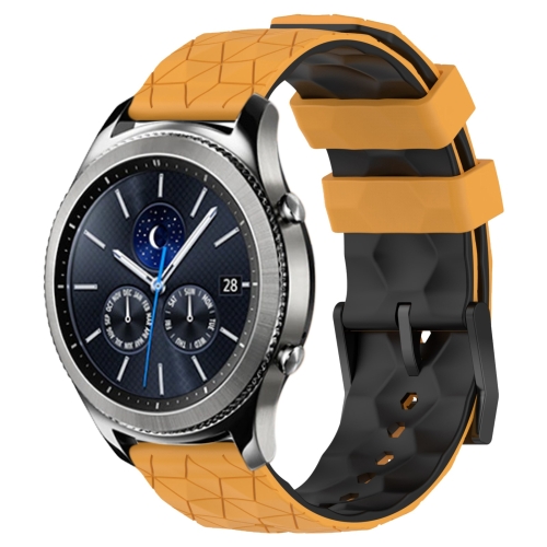 

For Samsung Gear S3 Classic 22mm Football Pattern Two-Color Silicone Watch Band(Yellow+Black)