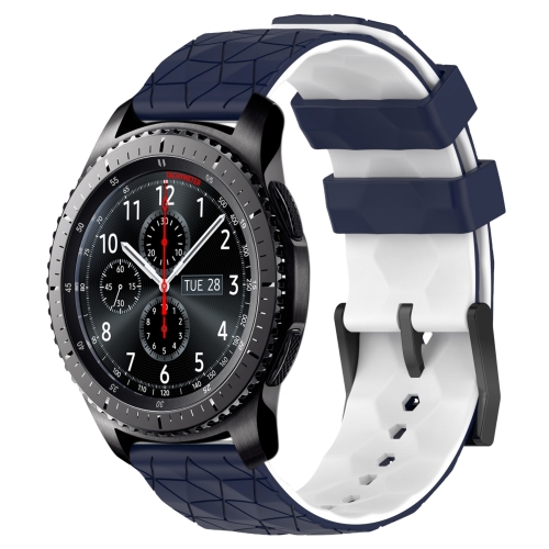 

For Samsung Gear S3 Frontier 22mm Football Pattern Two-Color Silicone Watch Band(Midnight Blue + White)