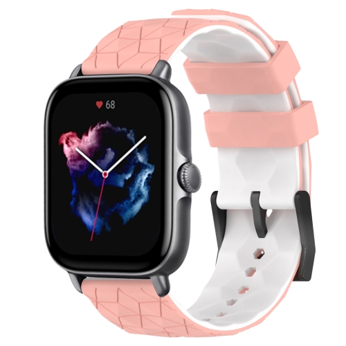 

For Amazfit GTS 3 20mm Football Texture Two-Color Silicone Watch Band(Pink+White)