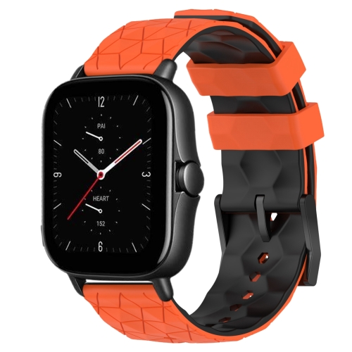 

For Amazfit GTS 2E 20mm Football Texture Two-Color Silicone Watch Band(Orange+Black)