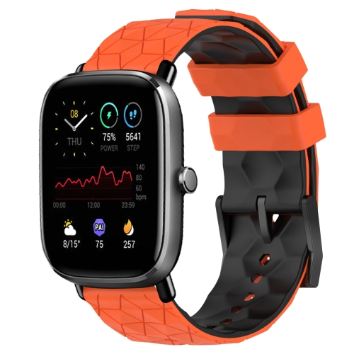 

For Amazfit GTS 2 Mini 20mm Football Texture Two-Color Silicone Watch Band(Orange+Black)