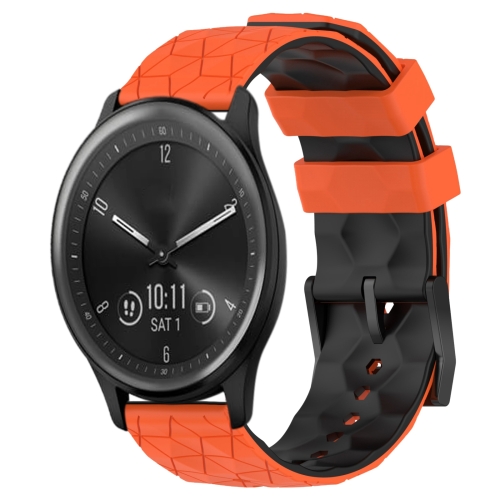 

For Garmin Vivomove Sport 20mm Football Pattern Two-Color Silicone Watch Band(Orange+Black)