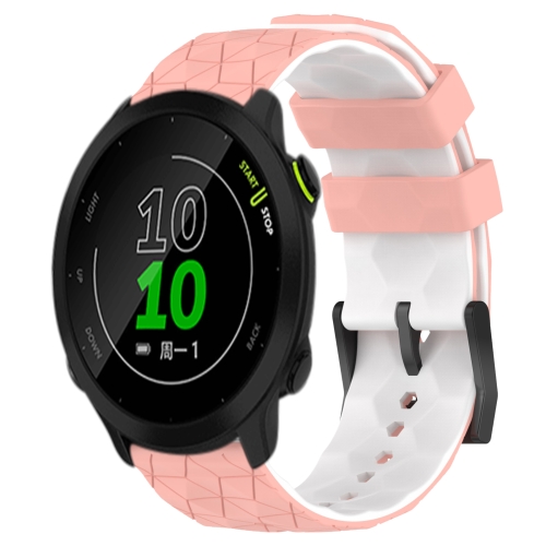 

For Garmin Forerunner 158 20mm Football Pattern Two-Color Silicone Watch Band(Pink+White)