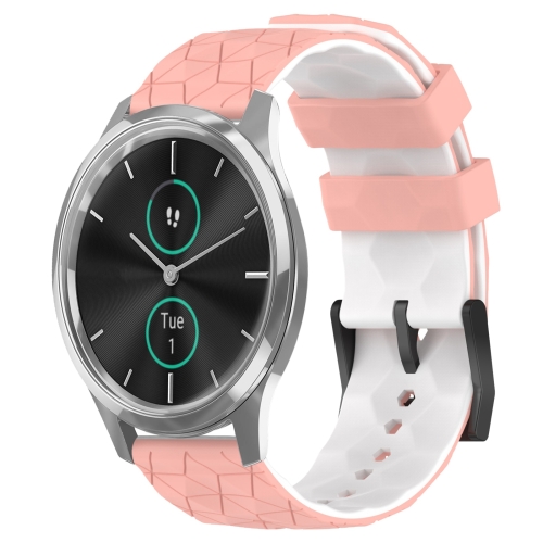 

For Garminmove Luxe 20mm Football Pattern Two-Color Silicone Watch Band(Pink+White)