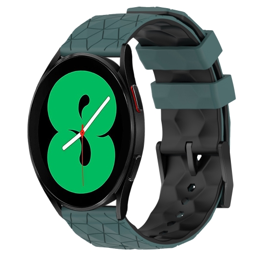 

For Samsung Galaxy Watch 4 44mm 20mm Football Pattern Two-Color Silicone Watch Band(Olive Green + Black)