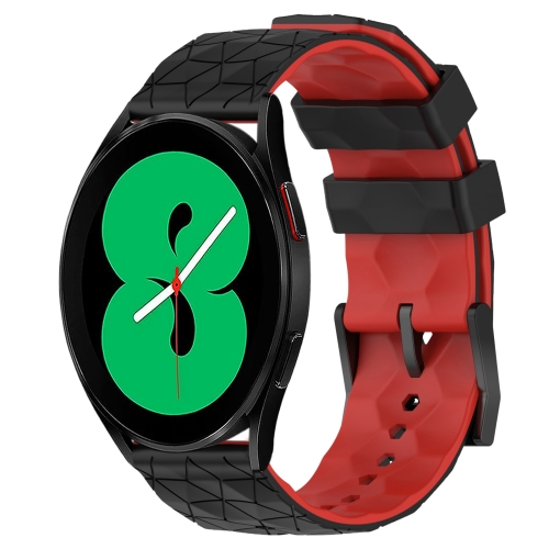 

For Samsung Galaxy Watch 4 44mm 20mm Football Pattern Two-Color Silicone Watch Band(Black+Red)