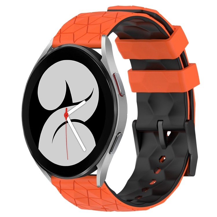 

For Samsung Galaxy Watch 4 40mm 20mm Football Pattern Two-Color Silicone Watch Band(Orange+Black)