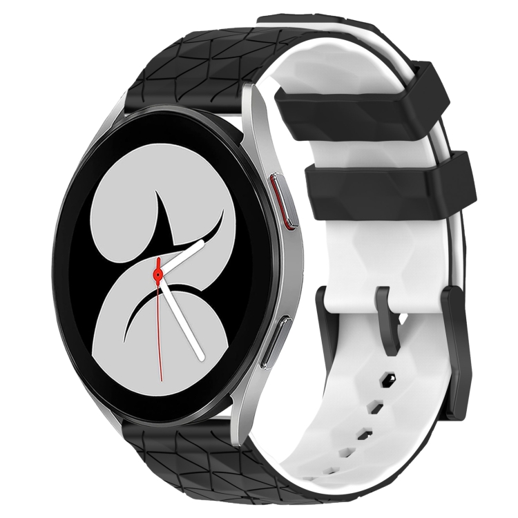 

For Samsung Galaxy Watch 4 40mm 20mm Football Pattern Two-Color Silicone Watch Band(Black+White)