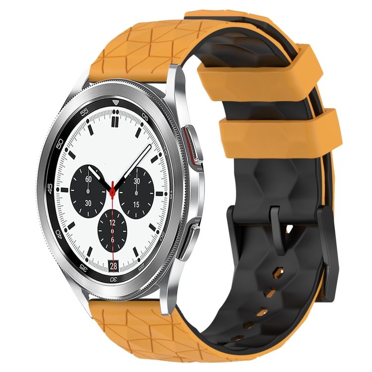 

For Samsung Galaxy Watch 4 Classic 42mm 20mm Football Pattern Two-Color Silicone Watch Band(Yellow+Black)