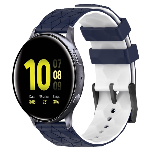 

For Samsung Galaxy Watch Active 2 40mm 20mm Football Pattern Two-Color Silicone Watch Band(Midnight Blue + White)