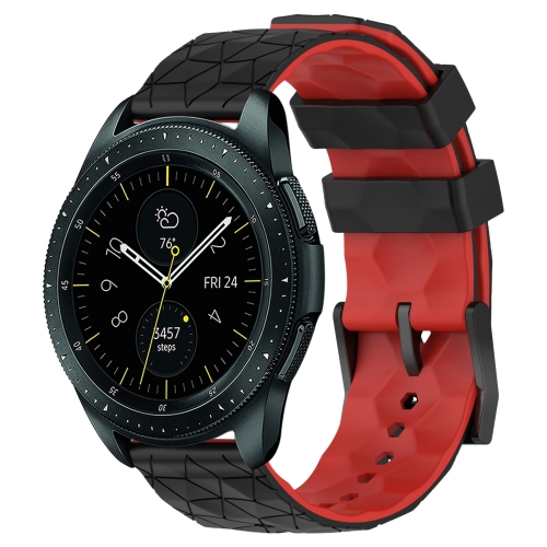 

For Samsung Galaxy Watch 42mm 20mm Football Pattern Two-Color Silicone Watch Band(Black+Red)