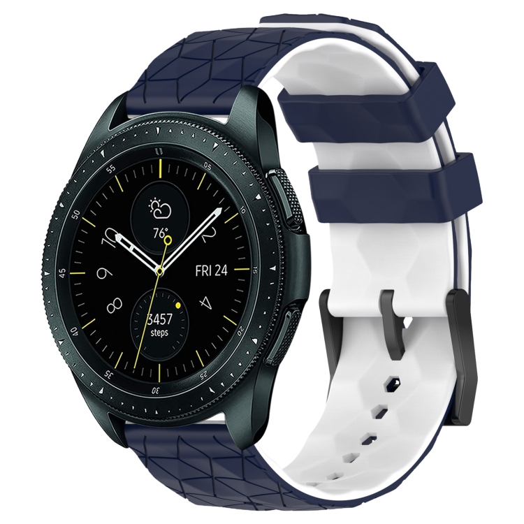 

For Samsung Galaxy Watch 42mm 20mm Football Pattern Two-Color Silicone Watch Band(Midnight Blue + White)