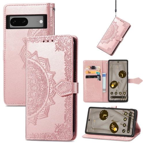 

For Google Pixel 7A Mandala Flower Embossed Leather Phone Case(Rose Gold)