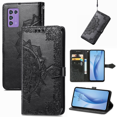 

For ZTE Libero 5G III Mandala Flower Embossed Leather Phone Case(Black)