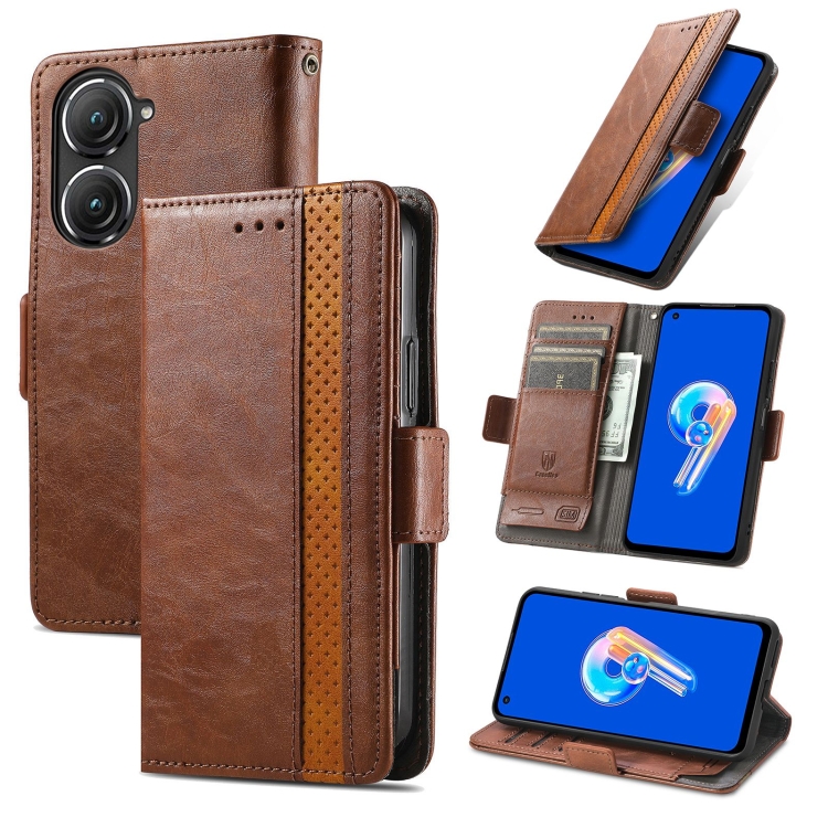 

For Asus Zenfone 9 CaseNeo Splicing Dual Magnetic Buckle Leather Phone Case(Brown)