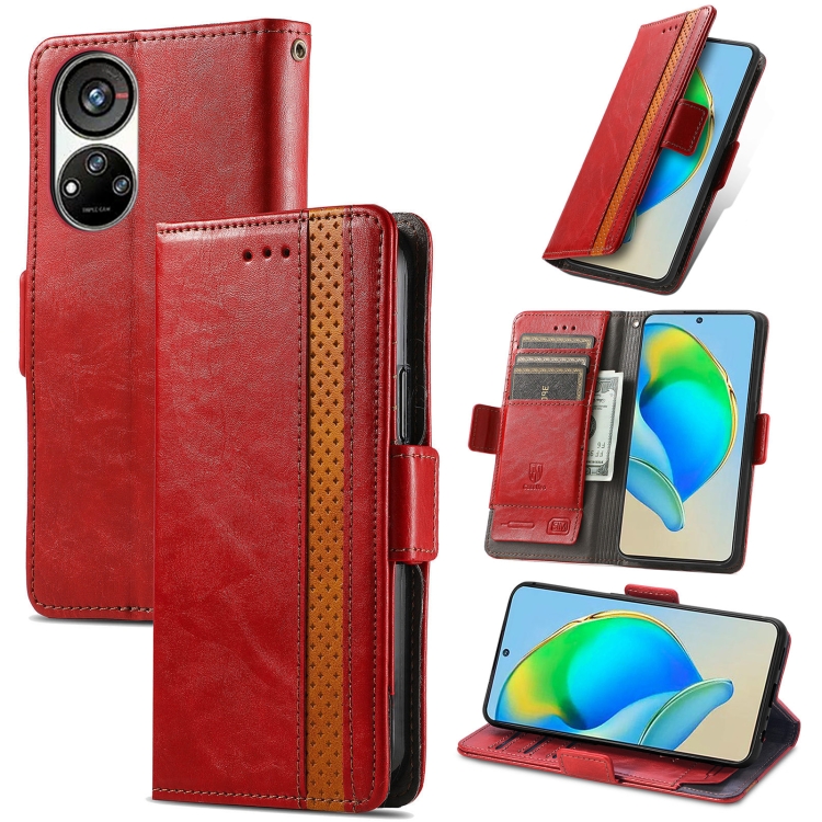 

For ZTE Blade V40s CaseNeo Splicing Dual Magnetic Buckle Leather Phone Case(Red)