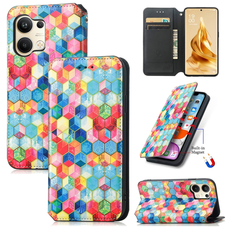 

For OPPO Reno9 CaseNeo Colorful Magnetic Leather Phone Case(Magic Space)