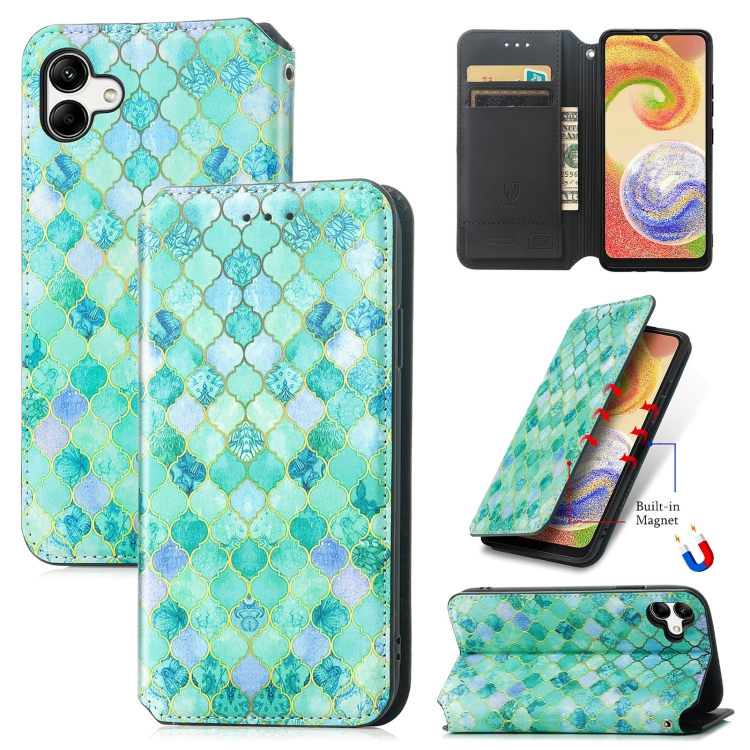 

For Samsung Galaxy A04 CaseNeo Colorful Magnetic Leather Phone Case(Emerald)