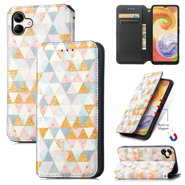 

For Samsung Galaxy A04 CaseNeo Colorful Magnetic Leather Phone Case(Rhombus)