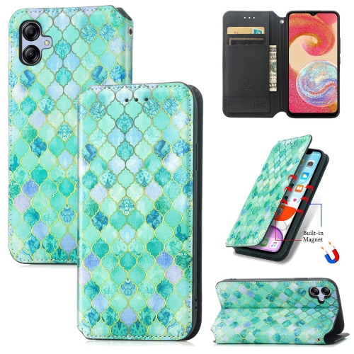 

For Samsung Galaxy A04E CaseNeo Colorful Magnetic Leather Phone Case(Emerald)