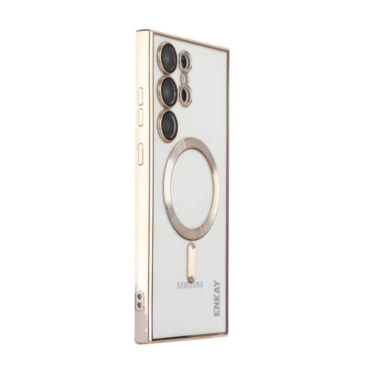 

For Samsung Galaxy S23 Ultra 5G ENKAY Electroplated MagSafe Shockproof TPU Phone Case with Lens Film(Gold)