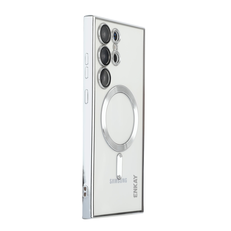

For Samsung Galaxy S23 Ultra 5G ENKAY Electroplated MagSafe Shockproof TPU Phone Case with Lens Film(Silver)