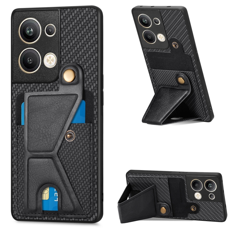 

For OPPO Reno9 Pro+ Carbon Fiber Wallet Flip Card Holder Phone Case(Black)