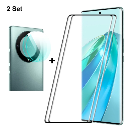 

For Honor X9A / Magic5 Lite 2pcs ENKAY 0.26mm 3D Hot Bending Tempered Glass Full Film with Lens Film