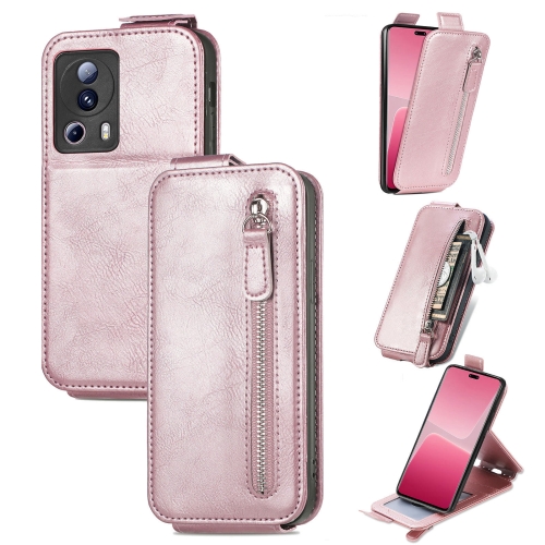 For Xiaomi 13 Lite Zipper Wallet Vertical Flip Leather Phone Case(Pink) women s new fashion pockets zipper design ruched coat