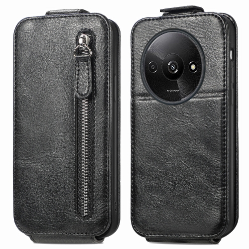 For Xiaomi Redmi A3 4G Zipper Wallet Vertical Flip Leather Phone Case(Black)