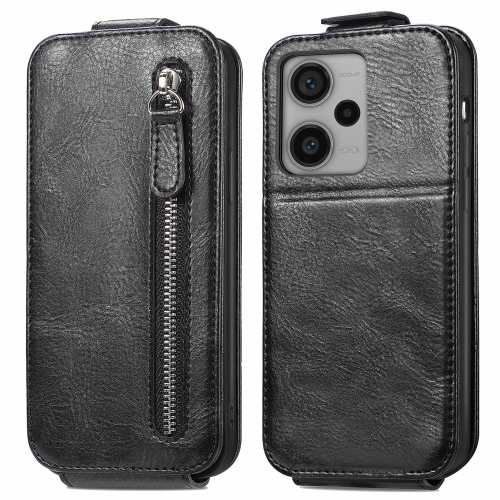 

For Xiaomi Redmi Note 12 Pro+ Zipper Wallet Vertical Flip Leather Phone Case(Black)