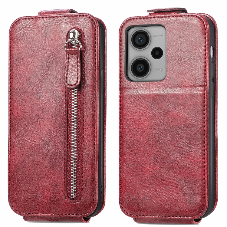 

For Xiaomi Redmi Note 12 Pro+ Zipper Wallet Vertical Flip Leather Phone Case(Red)