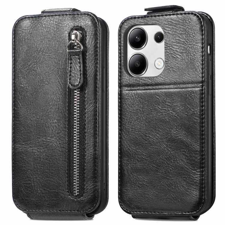 

For Xiaomi Redmi Note 13 4G Zipper Wallet Vertical Flip Leather Phone Case(Black)