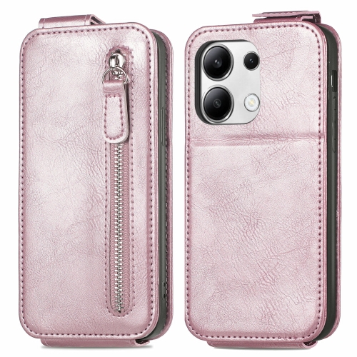 For Xiaomi Redmi Note 13 4G Zipper Wallet Vertical Flip Leather Phone Case(Pink) custom custom printed transparent pink gold silver foil festival glass mirror wedding invitations cards acrylic card