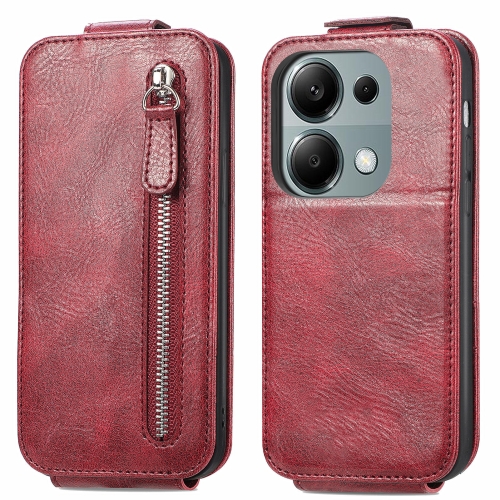 

For Xiaomi Redmi Note 13 Pro 4G Zipper Wallet Vertical Flip Leather Phone Case(Red)