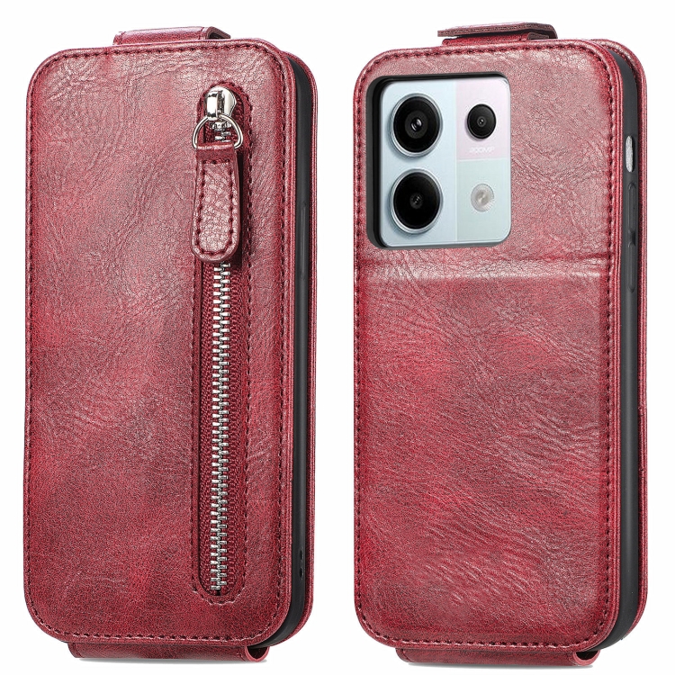 

For Xiaomi Redmi Note 13 Pro 5G Zipper Wallet Vertical Flip Leather Phone Case(Red)