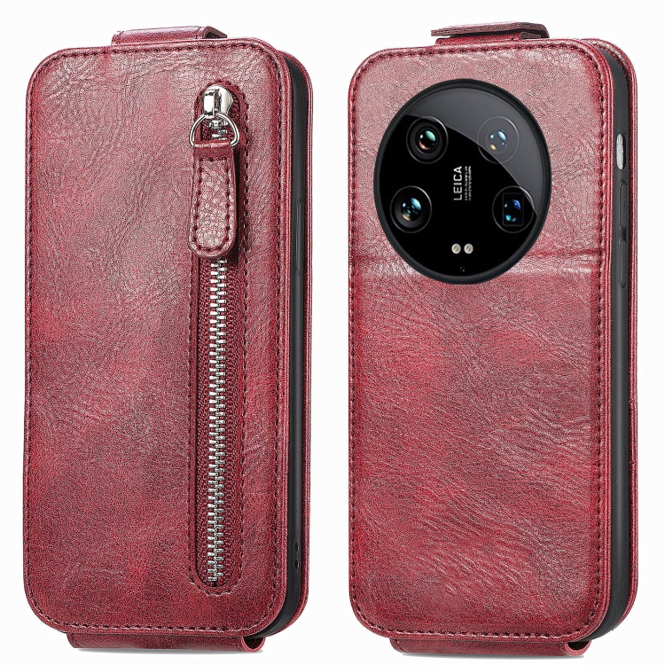 

For Xiaomi 14 Ultra Zipper Wallet Vertical Flip Leather Phone Case(Red)