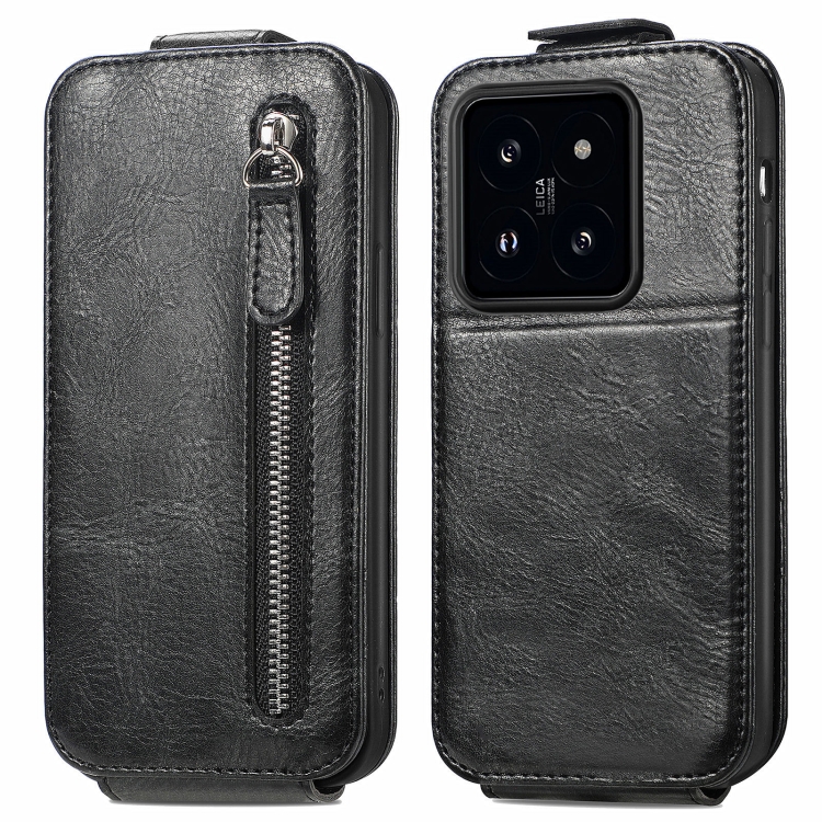 

For Xiaomi 14 Zipper Wallet Vertical Flip Leather Phone Case(Black)