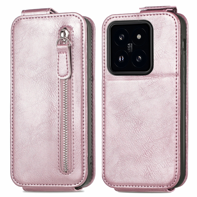 

For Xiaomi 14 Zipper Wallet Vertical Flip Leather Phone Case(Pink)